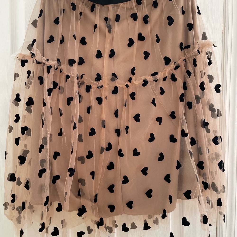 Chic Heart Patterned Sheer Skirt